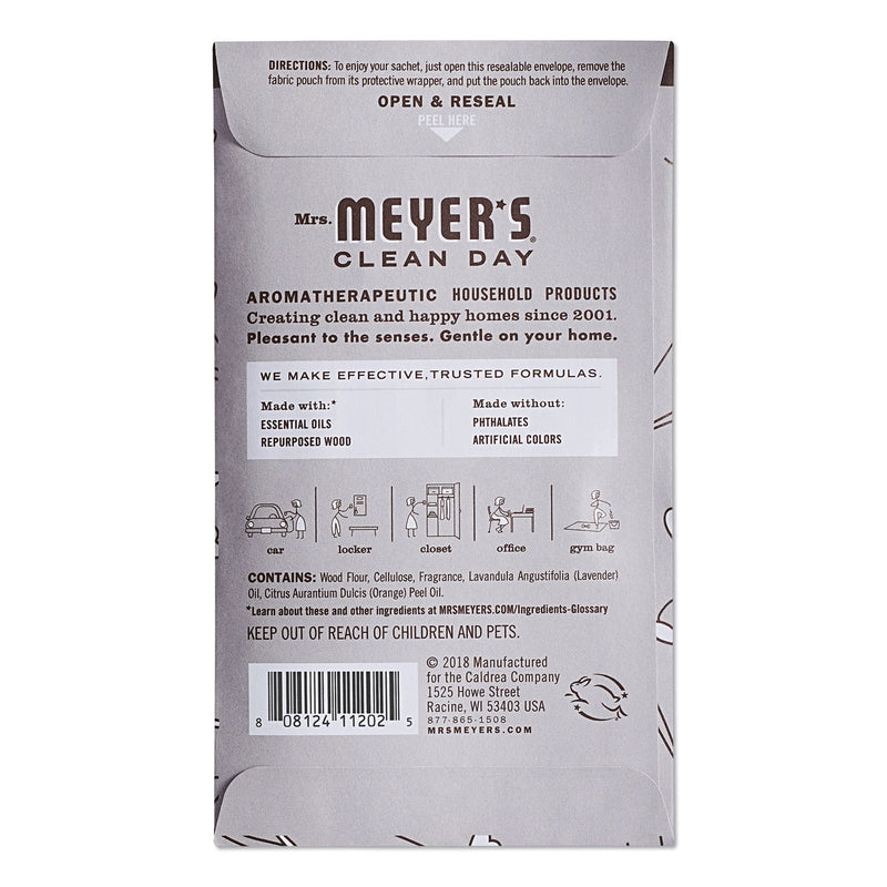 Mrs Meyer's Clean Day Scent Sachets, Lavender, 0.05 Lbs Sachet, 18/Carton - SJN308115