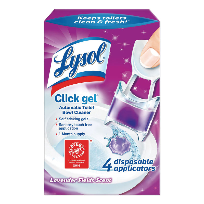 Lysol Click Gel Automatic Toilet Bowl Cleaner, Lavender Fields, 0.68 Oz, 4/Box, 5 Boxes/Carton - RAC92919CT