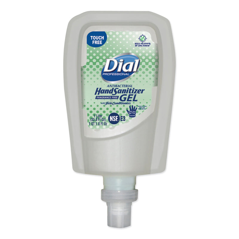 Dial Antibacterial Gel Hand Sanitizer Refill For Fit Touch Free Dispenser, 1.2 L Bottle, Fragrance-Free, 3/carton - DIA19029