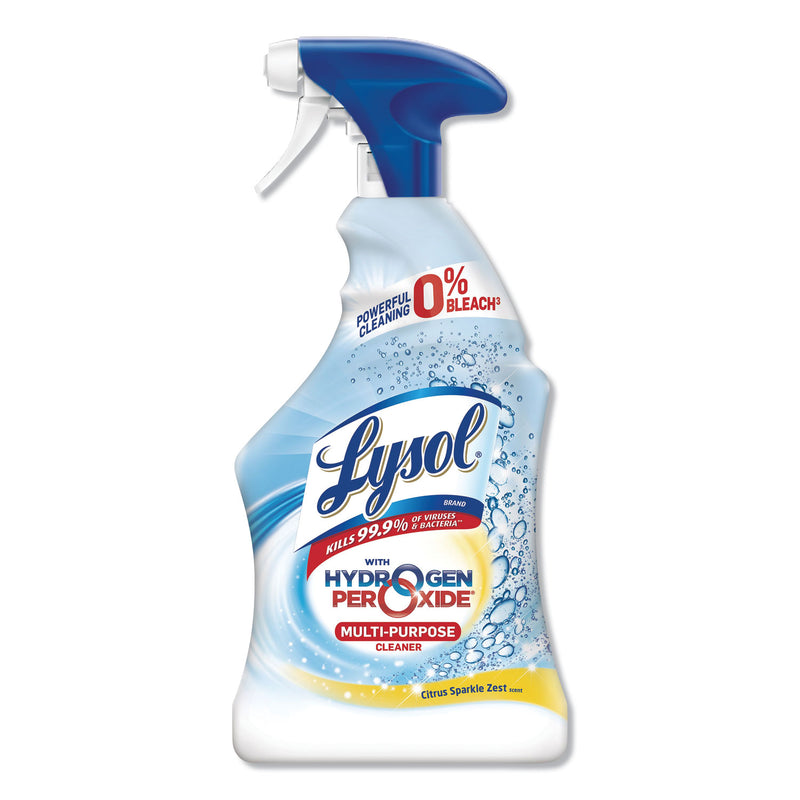 Lysol Multi-Purpose Hydrogen Peroxide Cleaner, Citrus Sparkle Zest, 22 Oz Spray Bottle,12/Carton - RAC85017CT