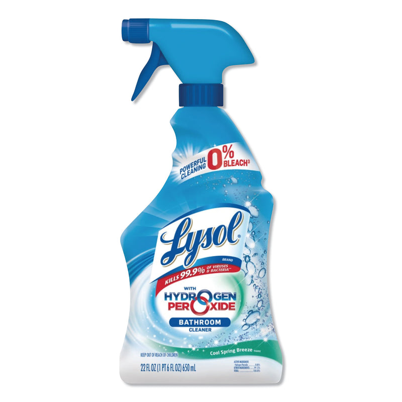 Lysol Bathroom Cleaner With Hydrogen Peroxide, Cool Spring Breeze, 22 Oz Spray Bottle, 12/Carton - RAC85668CT