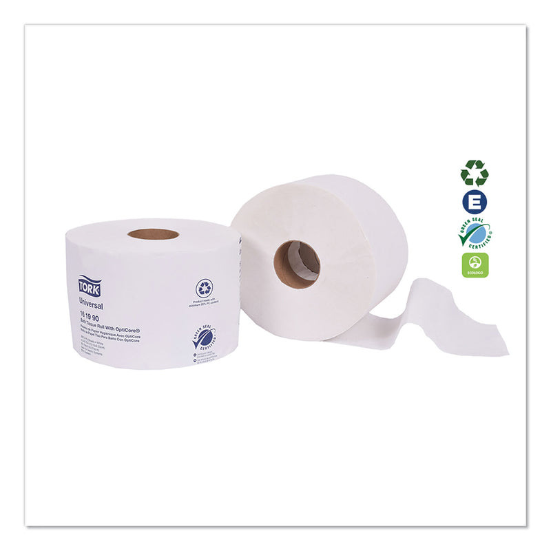 Tork Universal Bath Tissue Roll With Opticore, Septic Safe, 2-Ply, White, 865 Sheets/Roll, 36/Carton - TRK161990