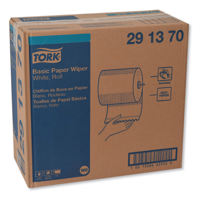 Tork Basic Paper Wiper Roll Towel, 7.68" X 1150 Ft, White, 4 Rolls/Carton - TRK291370