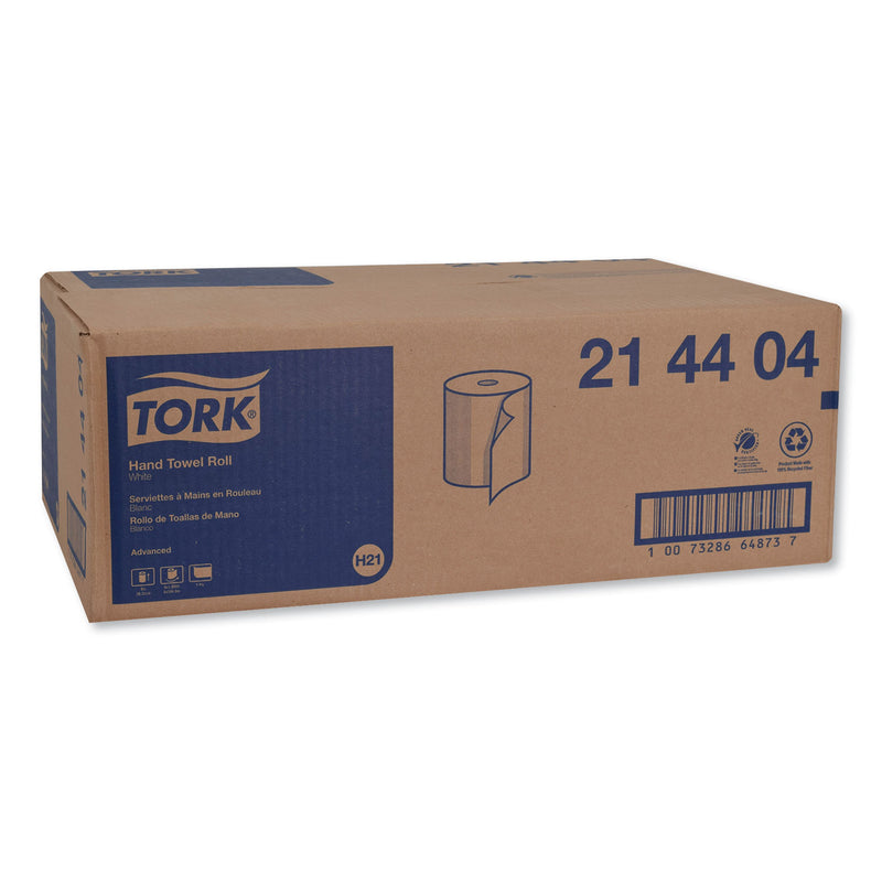 Tork Hardwound Roll Towel, 8" X 1000 Ft, White, 6 Rolls/Carton - TRK214404