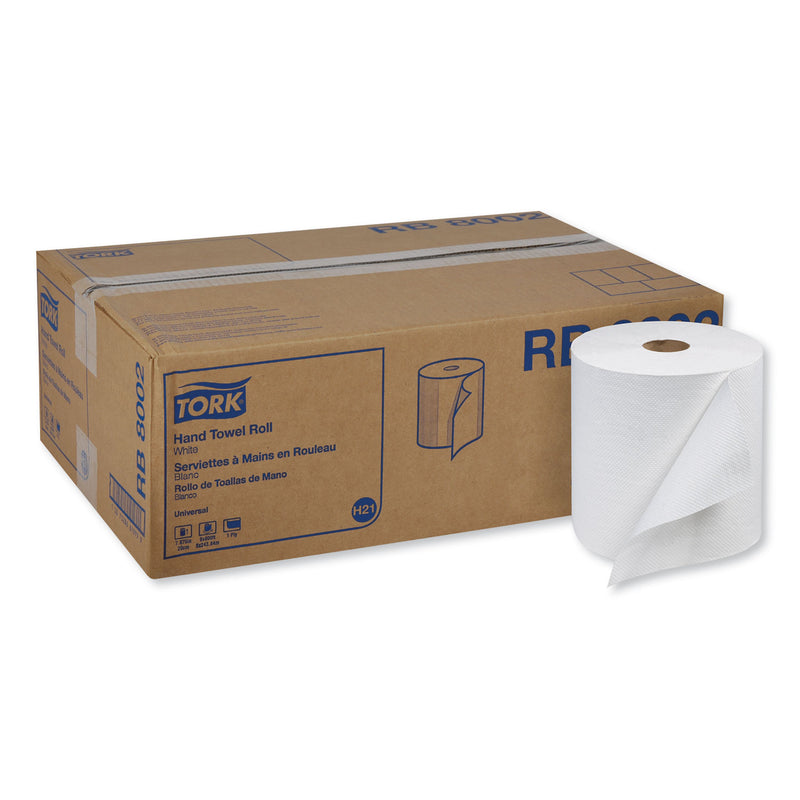 Tork Universal Hand Towel Roll, 7.88" X 800 Ft, White, 6 Rolls/Carton - TRKRB8002