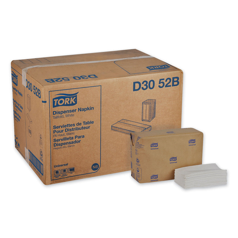 Tork Universal Tall-Fold Dispenser Napkins, 1-Ply, 6" X 13.5", White, 10000/Carton - TRKD3052B