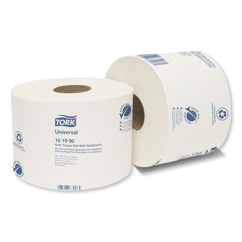 Tork Universal Bath Tissue Roll With Opticore, Septic Safe, 2-Ply, White, 865 Sheets/Roll, 36/Carton - TRK161990