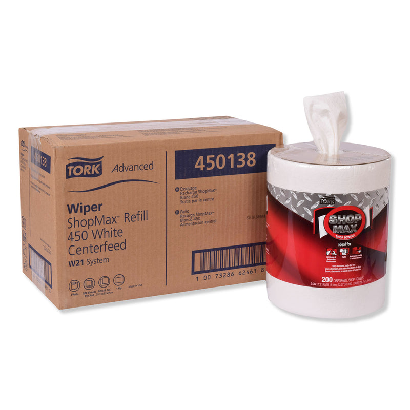 Tork Advanced Shopmax Wiper 450, 9.9 X 13.1, White, 200/Roll, 2 Rolls/Carton - TRK450138