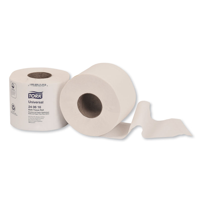 Tork Universal Bath Tissue, Septic Safe, 2-Ply, White, 616 Sheets/Roll, 48 Rolls/Carton - TRK240616