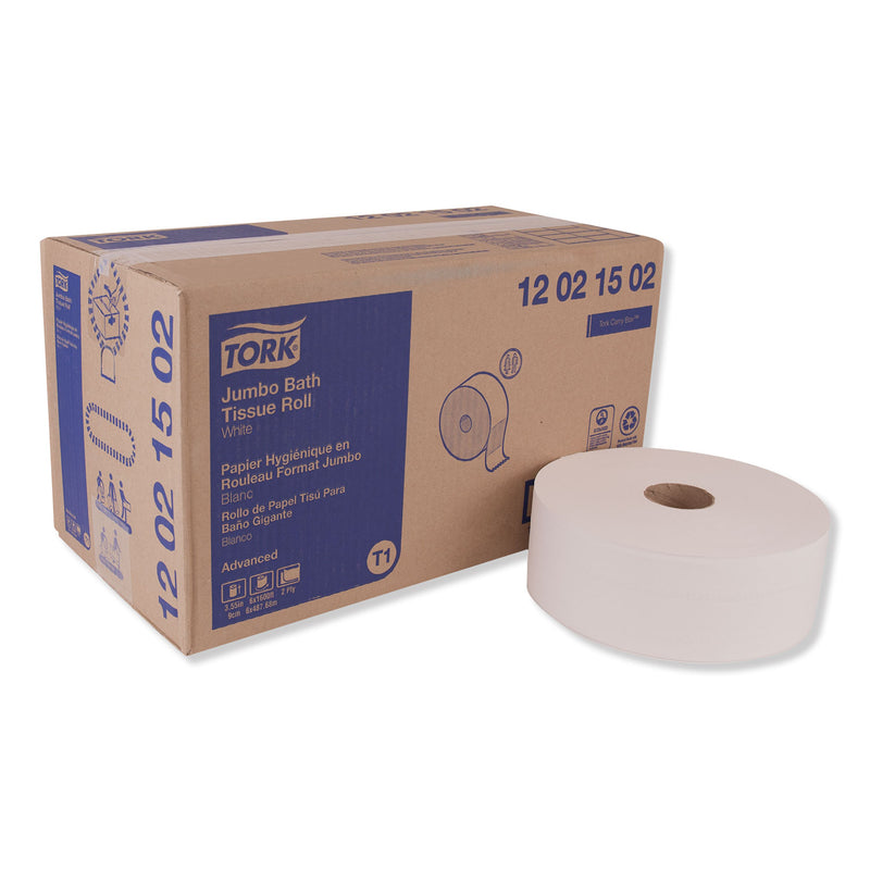 Tork Advanced Jumbo Bath Tissue, Septic Safe, 2-Ply, White, 1600 Ft/Roll, 6 Rolls/Carton - TRK12021502