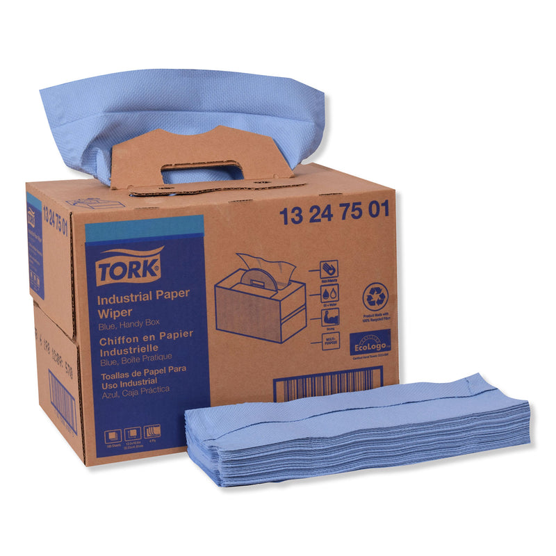Tork Industrial Paper Wiper, 4-Ply, 12.8 X 16.5, Blue, 180/Carton - TRK13247501