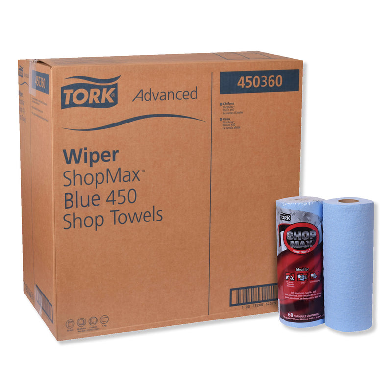 Tork Advanced Shopmax Wiper 450, 11 X 9.4, Blue, 60/Roll, 30 Rolls/Carton - TRK450360