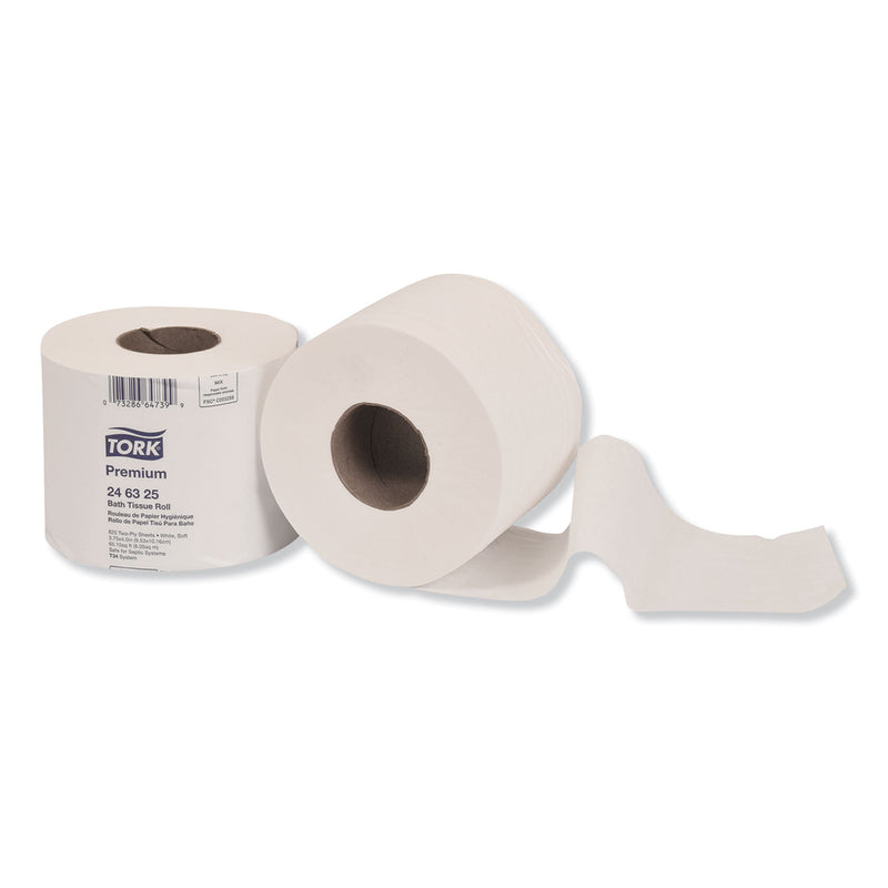 Tork Premium Bath Tissue, Septic Safe, 2-Ply, White, 625 Sheets/Roll, 48 Rolls/Carton - TRK246325