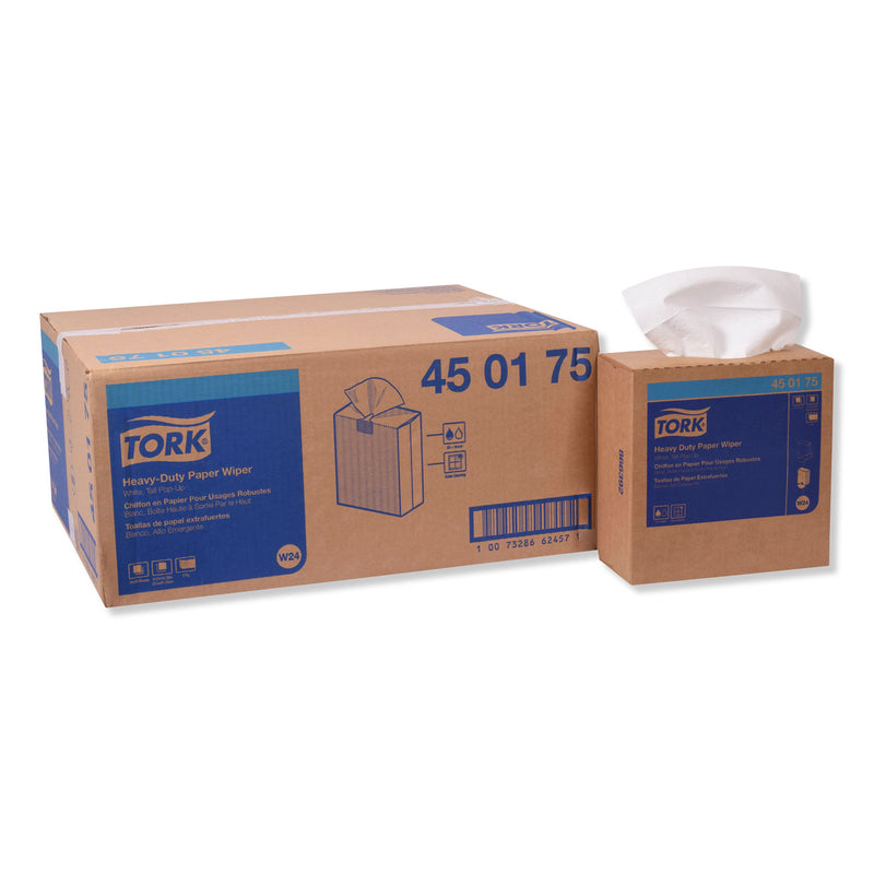 Tork Heavy-Duty Paper Wiper, 9.25 X 16.25, White, 90 Wipes/Box, 10 Boxes/Carton - TRK450175