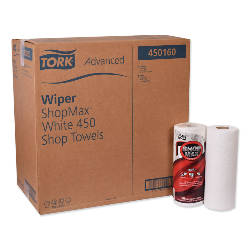 Tork Advanced Shopmax Wiper 450, 11 X 9.4, White, 60/Roll, 30 Rolls/Carton - TRK450160