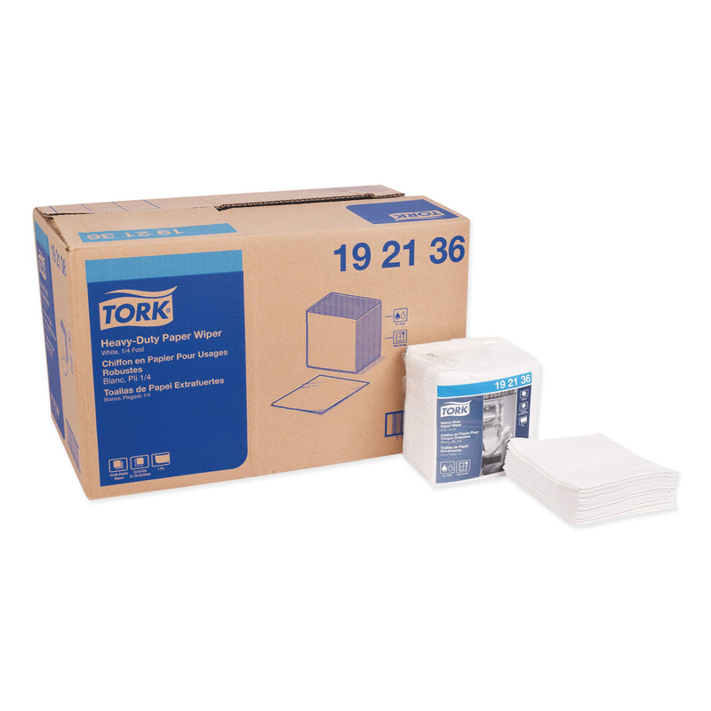 Tork Heavy-Duty Paper Wiper 1/4 Fold, 12.5 X 13, White, 56/Pack, 16 Packs/Carton - TRK192136