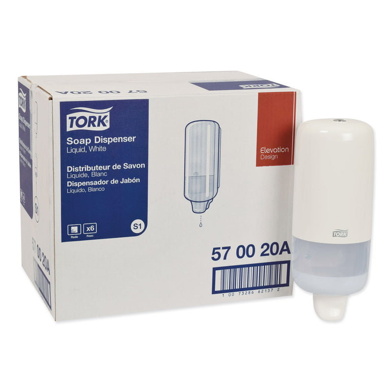 Tork Elevation Liquid Skincare Dispenser, 1 L Bottle; 33 Oz Bottle, 4.4" X 4.5" X 11.5", White - TRK570020A