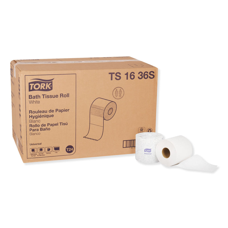 Tork Universal Bath Tissue, Septic Safe, 1-Ply, White, 1000 Sheets/Roll, 96 Rolls/Carton - TRKTS1636S