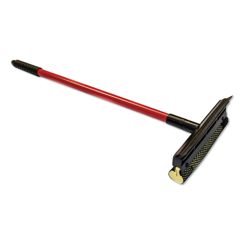 Boardwalk General-Duty Squeegee, 8" Sponge/Rubber Blade, Black/Red, 21" Metal Handle - BWK824