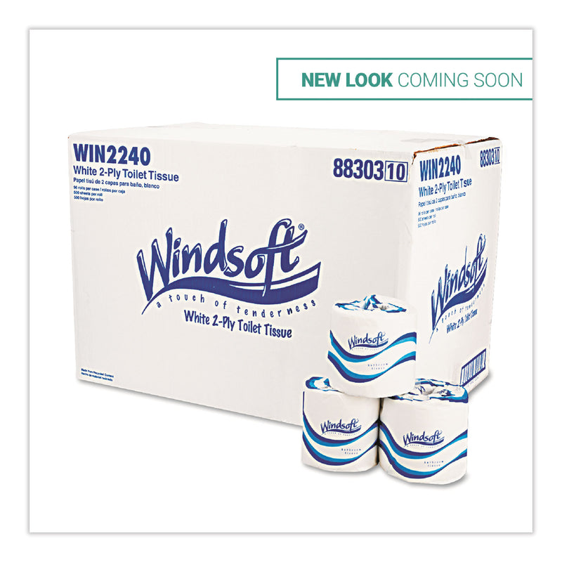 Windsoft Bath Tissue, Septic Safe, 2-Ply, White, 4 X 3.75, 500 Sheets/Roll, 96 Rolls/Carton - WIN2240B