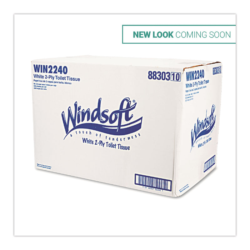 Windsoft Bath Tissue, Septic Safe, 2-Ply, White, 4 X 3.75, 500 Sheets/Roll, 96 Rolls/Carton - WIN2240B