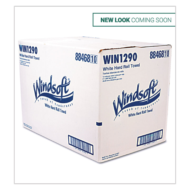 Windsoft Hardwound Roll Towels, 8 X 800 Ft, White, 12 Rolls/Carton - WIN1290B