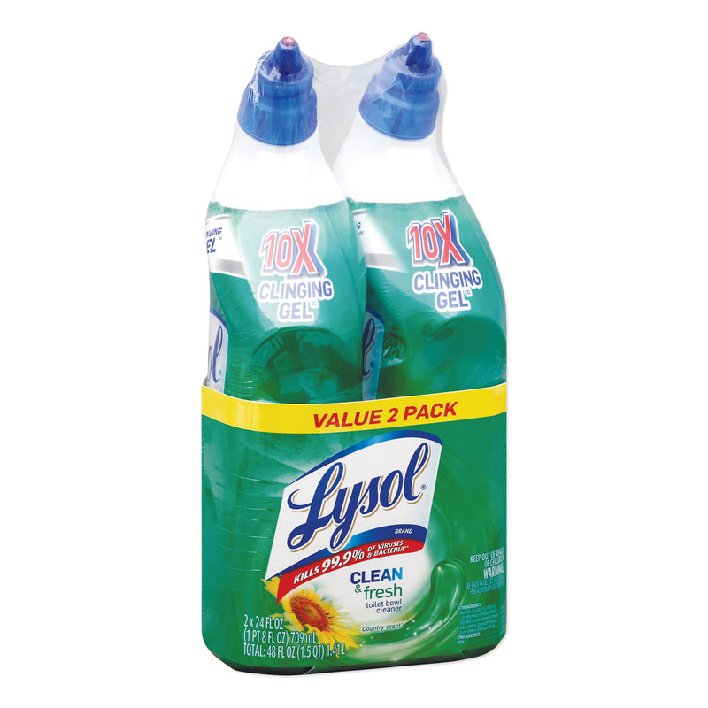 Lysol Clean & Fresh Toilet Bowl Cleaner Cling Gel, Country Scent, 24Oz, 2/Pack, 4Pk/Ct - RAC98015
