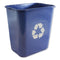 Impact Soft-Sided Recycle Logo Plastic Wastebasket, Rectangular, 28 Qt, Polyethylene, Blue - IMP7702BLUR