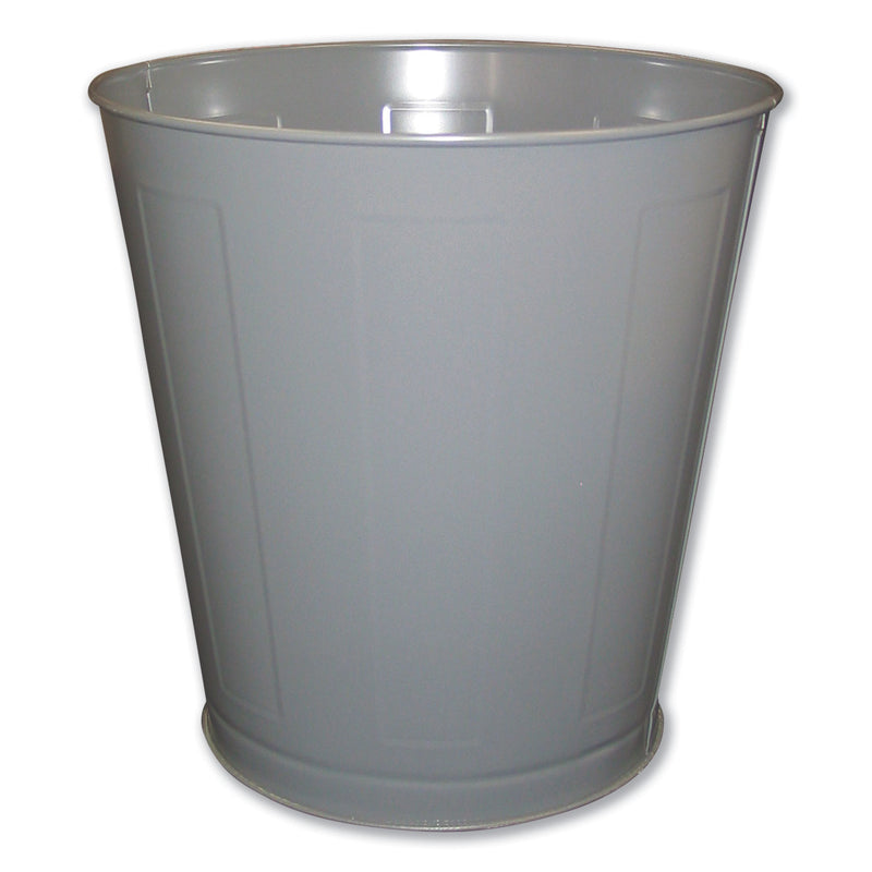 Impact Round Metal Wastebasket, Round, Steel, 28 Qt, Gray - IMP13023