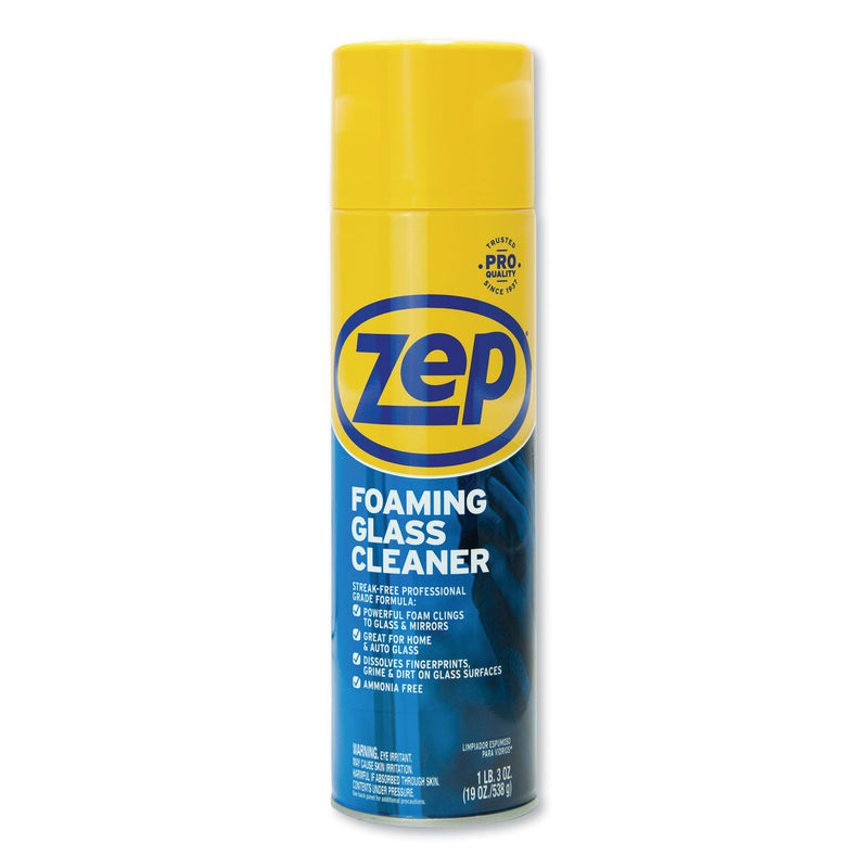 Zep Foaming Glass Cleaner, Pleasant Scent, 19 Oz Bottle, 12/Carton - ZPEZUFGC19CT