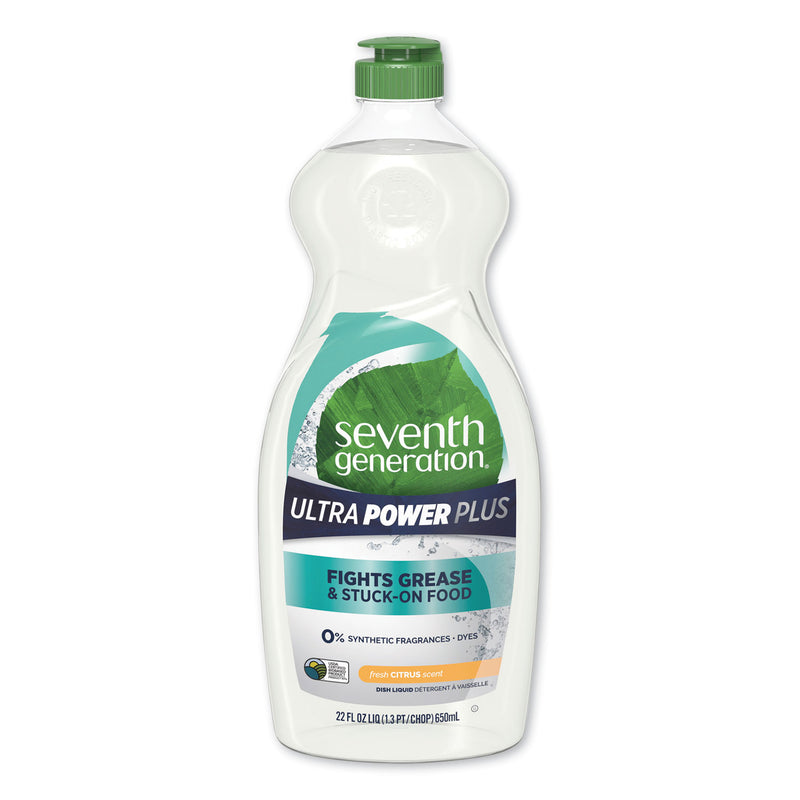 Seventh Generation Natural Dishwashing Liquid, Ultra Power Plus, Fresh Citrus, 22 Oz Bottle, 12/Ct - SEV22928CT