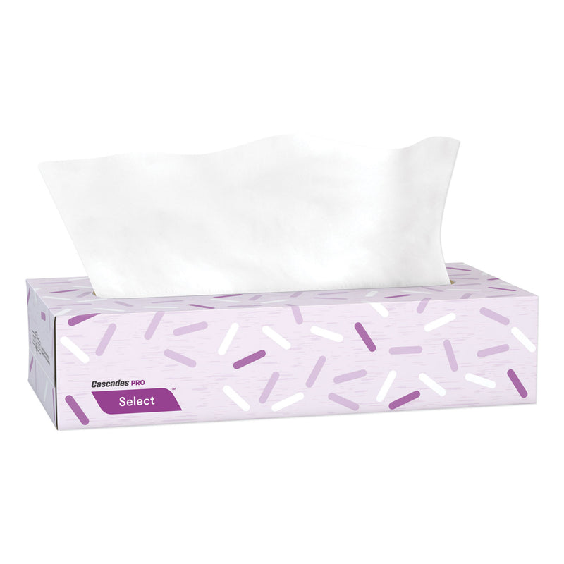 Cascades Select Flat Box Facial Tissue, 2-Ply, White, 100 Sheets/Box, 30 Boxes/Carton - CSDF950