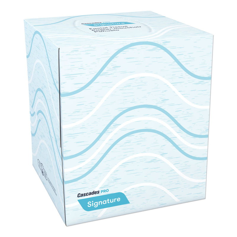 Cascades Signature Facial Tissue, 2-Ply, White, Cube, 90 Sheets/Box, 36 Boxes/Carton - CSDF710