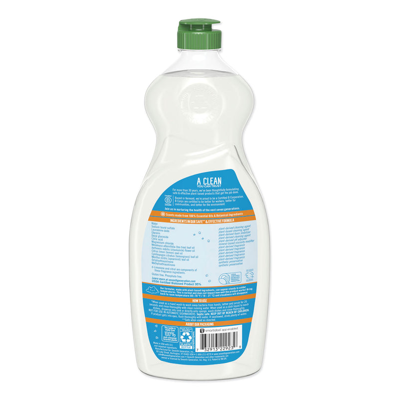Seventh Generation Natural Dishwashing Liquid, Fresh Lemon And Tea Tree, 22 Oz Bottle, 12/Carton - SEV22923