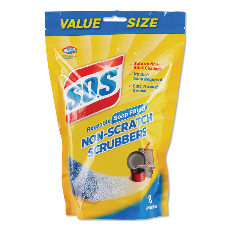 S.O.S Non-Scratch Soap Scrubbers, Blue, 8/Pack - CLO10005PK