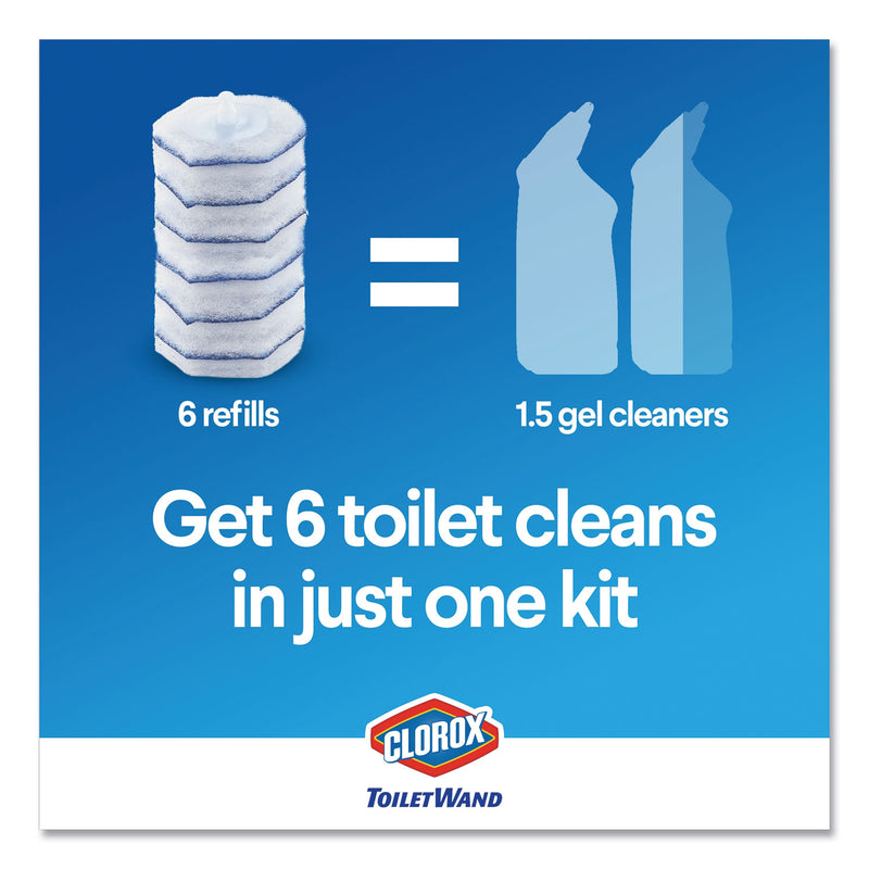 Clorox Toilet Wand Disposable Toilet Cleaning Kit: Handle, Caddy And Refills, 6/Carton - CLO03191CT