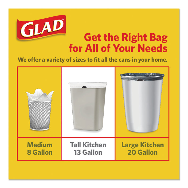 Glad Odorshield Tall Kitchen Drawstring Bags, 13 Gal, 0.95 Mil, 24" X 27.38", White, 240/Carton - CLO78902