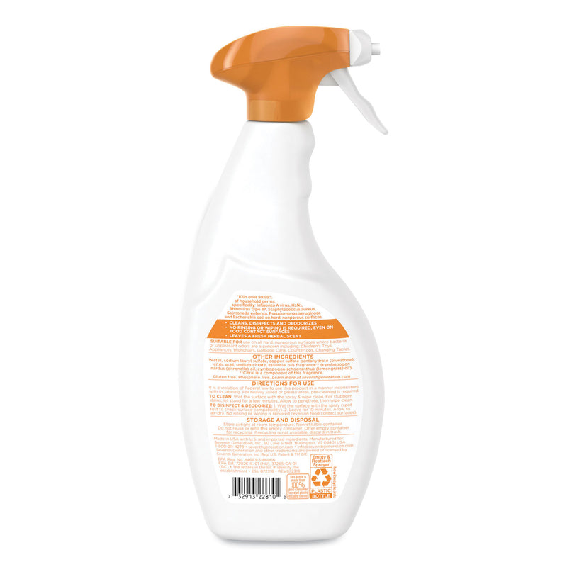 Seventh Generation Botanical Disinfecting Multi-Surface Cleaner, 26 Oz Spray Bottle, 8/Carton - SEV22810CT