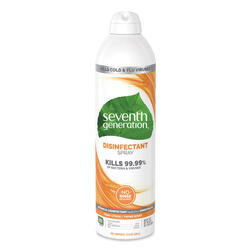 Seventh Generation Disinfectant Sprays, Fresh Citrus/Thyme, 13.9 Oz, Spray Bottle, 8/Carton - SEV22980