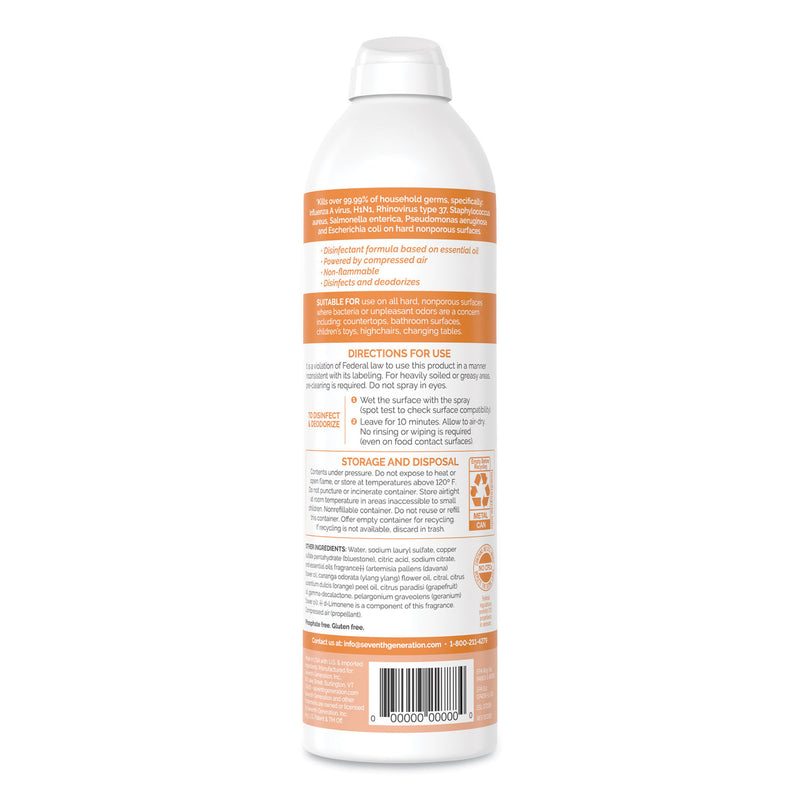 Seventh Generation Disinfectant Sprays, Fresh Citrus/Thyme, 13.9 Oz, Spray Bottle, 8/Carton - SEV22980