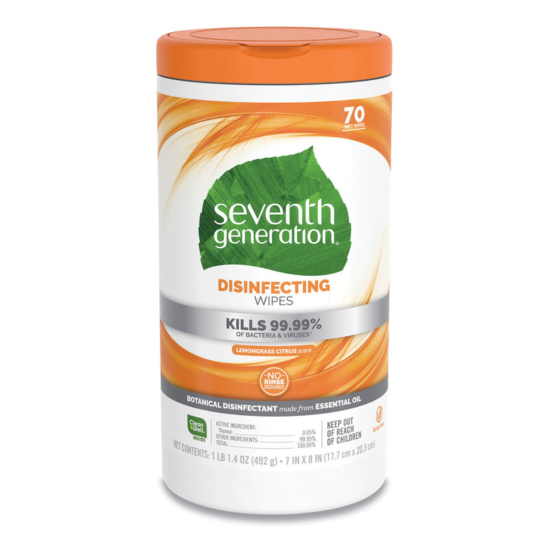 Seventh Generation Botanical Disinfecting Wipes, 7 X 8, 70 Count, 6/Carton - SEV22813CT