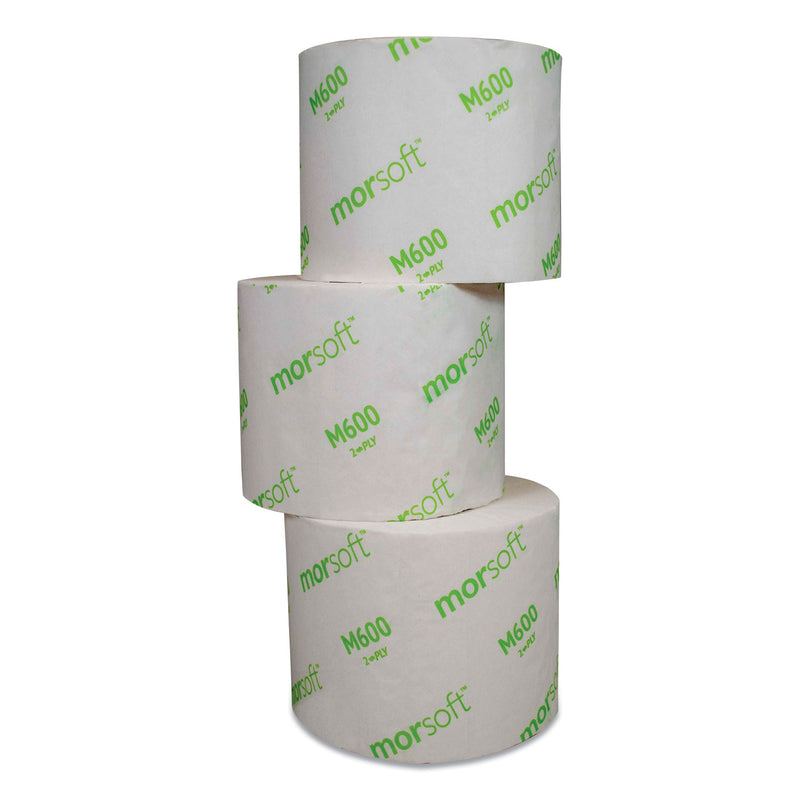 Morcon Morsoft Controlled Bath Tissue, Septic Safe, 2-Ply, White, 3.9" X 4", 600 Sheets/Roll, 48 Rolls/Carton - MORM600