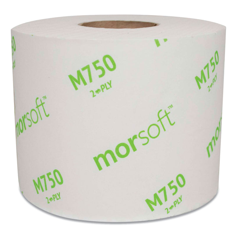 Morcon Morsoft Controlled Bath Tissue, Split-Core, Septic Safe, 2-Ply, White, Individually Wrapped, 750 Sheets/Roll, 48 Rolls/Carton - MORM750