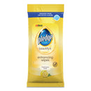 Pledge Lemon Scent Wet Wipes, Cloth, 7 X 10, White, 24/Pack, 12 Packs/Carton - SJN319250
