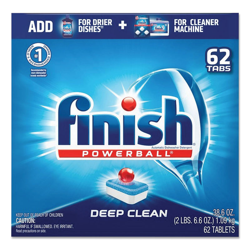 FINISH Powerball Dishwasher Tabs, Fresh Scent, 62/Box, 4 Boxes/Carton - RAC20623CT
