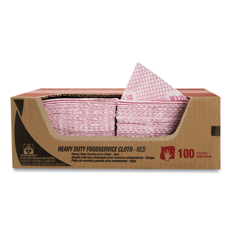Wypall Heavy-Duty Foodservice Cloths, 12.5 X 23.5, Red, 100/Carton - KCC51634