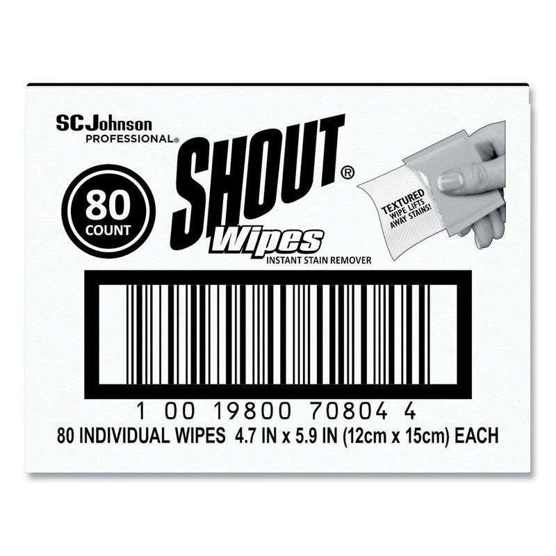 Shout Wipe & Go Instant Stain Remover, 4.7 X 5.9, 80 Packets/Carton - SJN686661