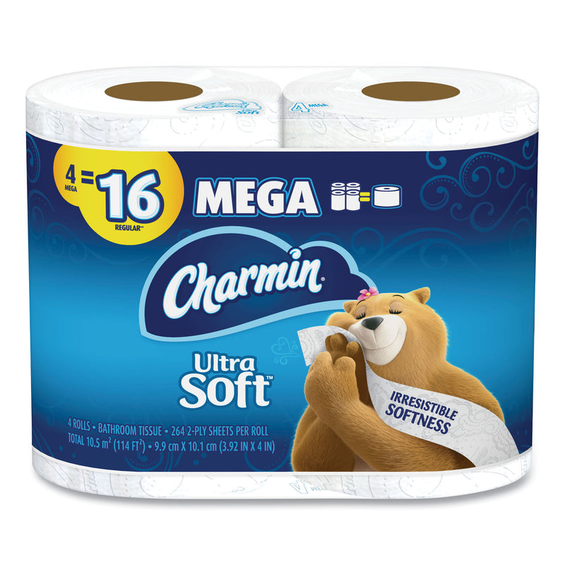 Charmin Ultra Soft Bathroom Tissue, Septic Safe, 2-Ply, White, 4 X 3.92, 264 Sheets/Roll, 4 Rolls/Pack, 6 Packs/Carton - PGC52769