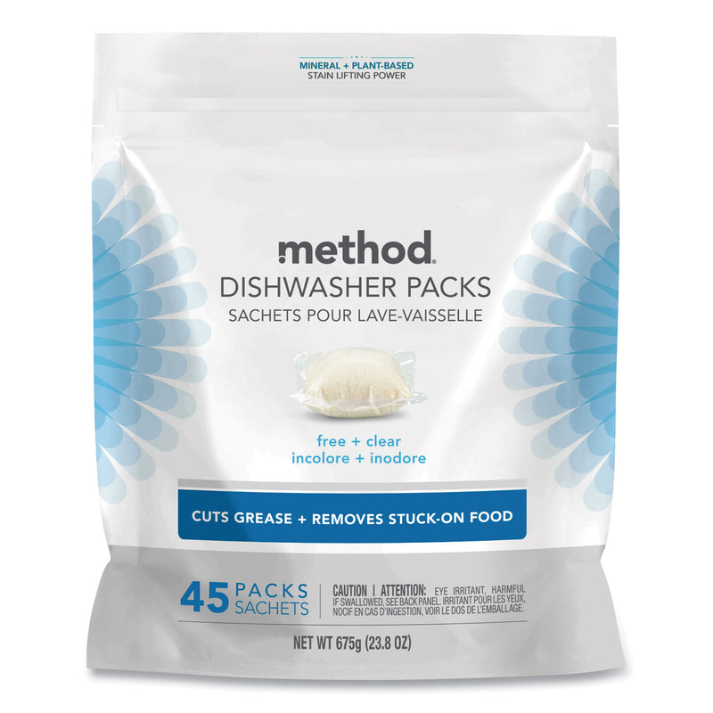 Method Power Dish Detergent Tabs, Fragrance-Free, 45/Pack, 6 Packs/Carton - MTH01760CT