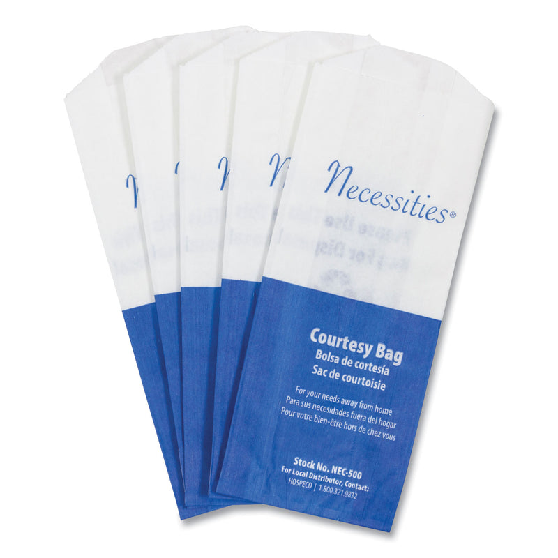 Hospeco Feminine Hygiene Convenience Disposal Bag, 3" X 7.75", White, 500/Carton - HOSNEC500